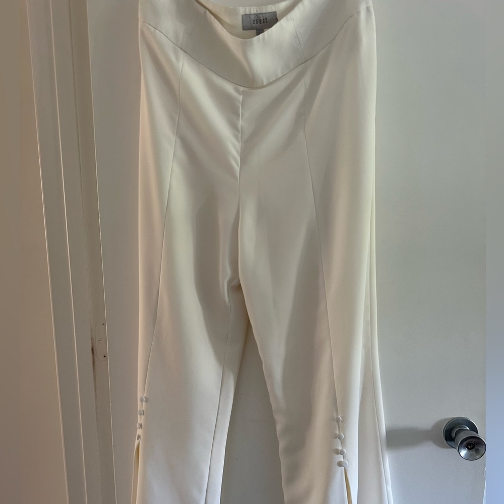 Ivory Crepe Front Slit Pants US SIZE 12 ASOS